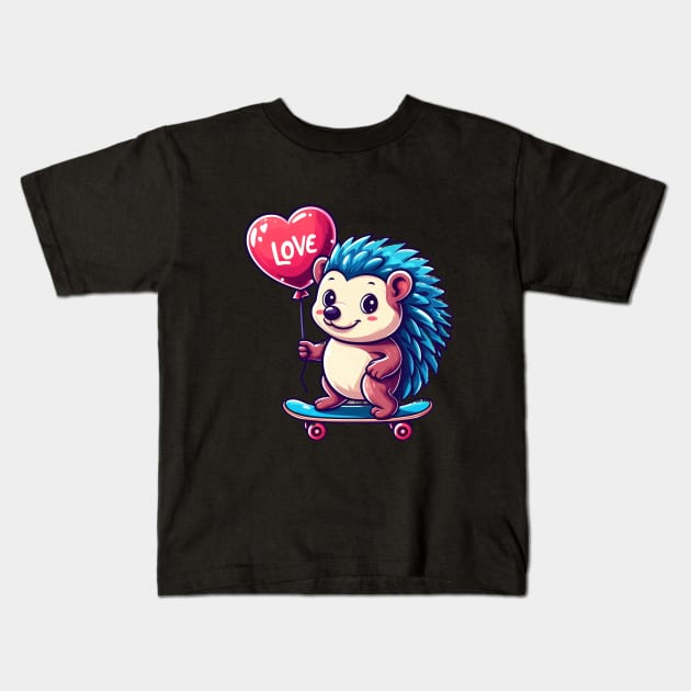 Valentine Hedgehog Valentine Hedgehog 2024 Kids T-Shirt by BukovskyART